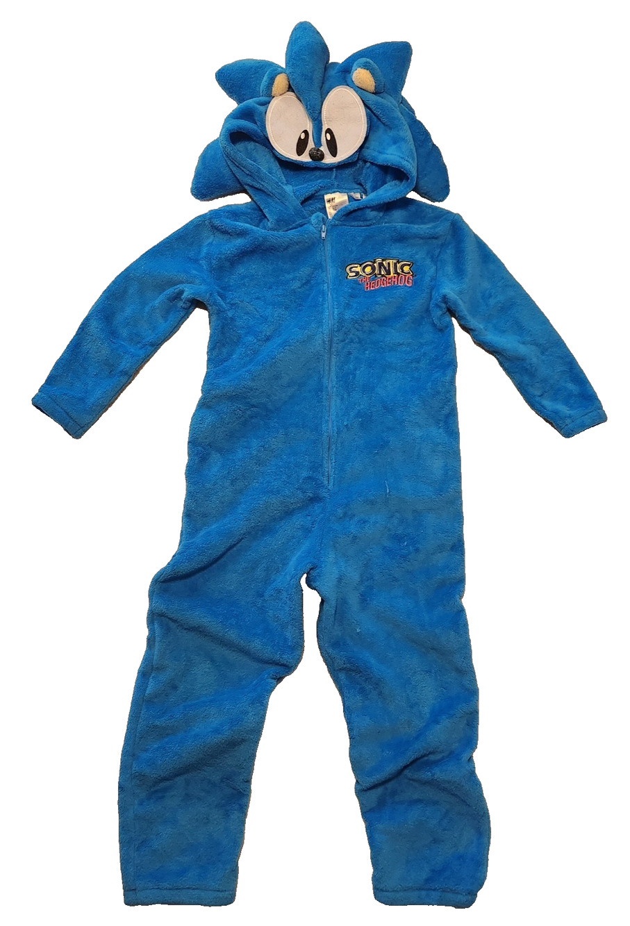 Sonic the Hedgehog Blue Fleece Hooded One Piece Halloween Costume H&M Kids 6X/7